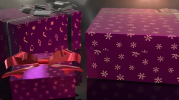 Natale compleanno viola regalo animazione — Video Stock