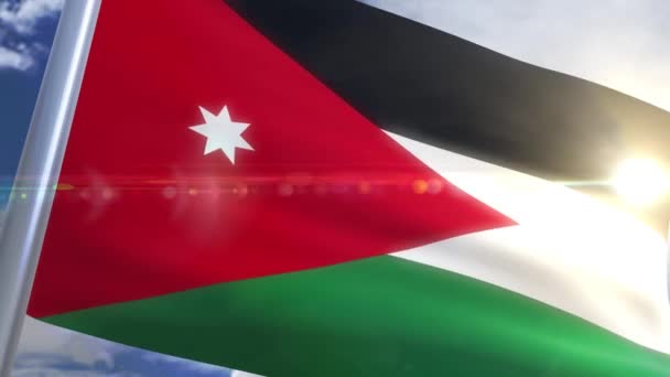 Viftande flagga Jordan Animation — Stockvideo