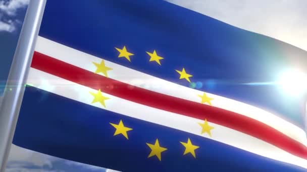 Sventolando bandiera di Capo Verde Animazione — Video Stock
