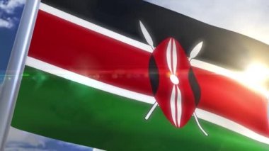 Kenya animasyon bayrağı sallayarak