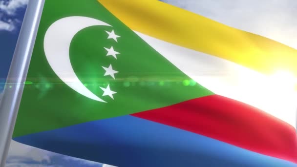 Waving flag of Comoros Animation — Stock Video