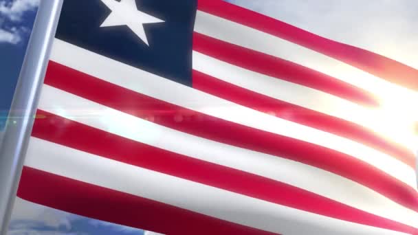 Waving flag of Liberia Animation — Stock Video