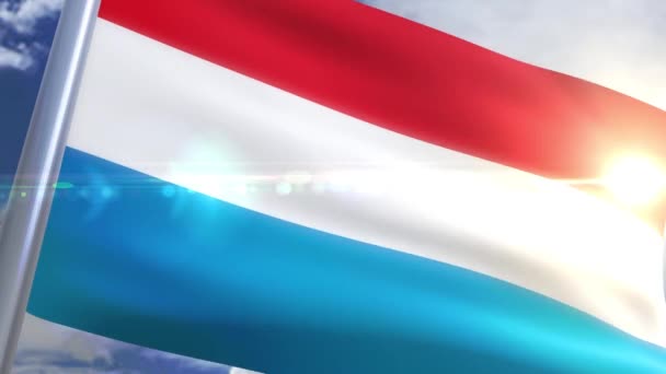 Drapeau ondulé du Luxembourg Animation — Video