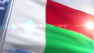 Madagaskar animasyon bayrağı sallayarak