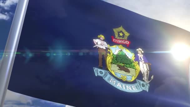 Ondeando la bandera del estado de Maine, EE.UU. — Vídeo de stock