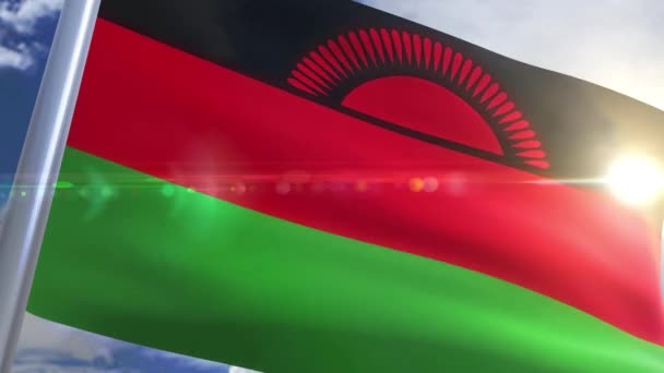 Sventolando bandiera del Malawi Animazione — Video Stock