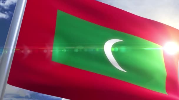 Drapeau ondulé des Maldives Animation — Video