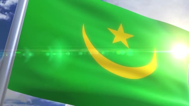 Sventolando bandiera della Mauritania Animazione — Video Stock