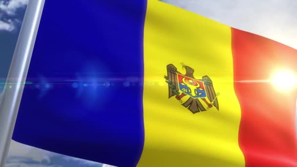 Bandera de Moldova Animation — Vídeos de Stock