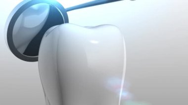 Diş ve diş aracı beyaz arka plan ile 3d animasyon
