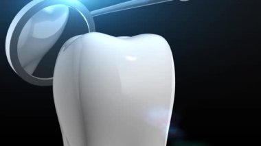 Diş ve diş aracı siyah arka plan ile 3d animasyon