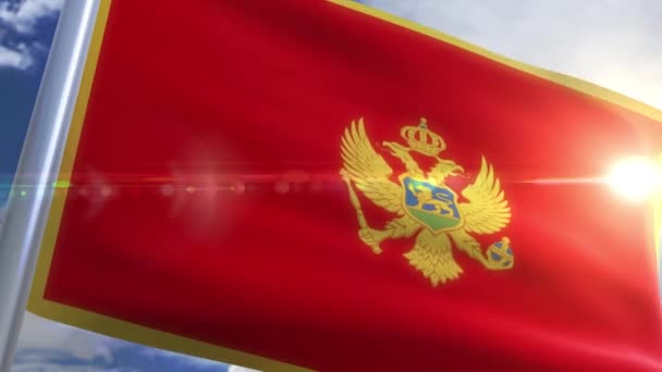 Wapperende vlag van Montenegro animatie — Stockvideo