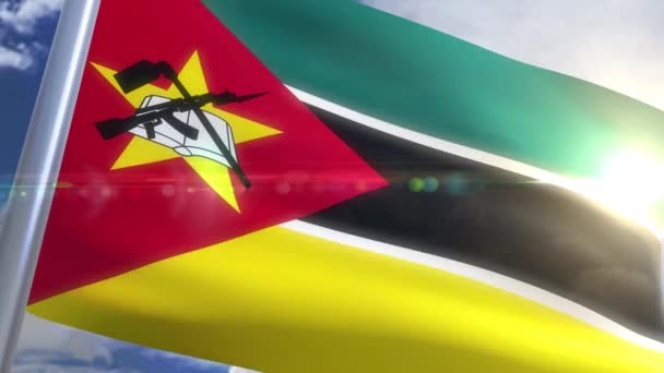 Bandeira de Moçambique Animation — Vídeo de Stock