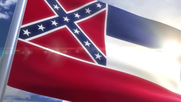 Flagge des Staates Mississippi USA schwenkend — Stockvideo