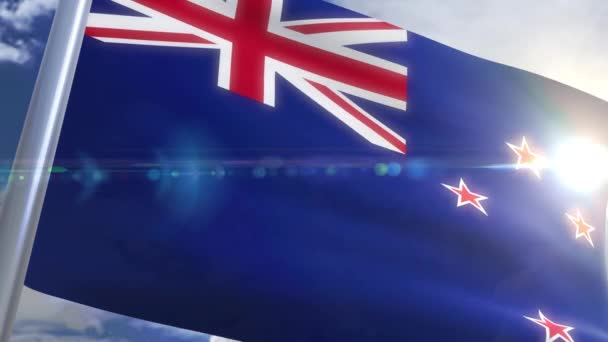 Κυματίζει σημαία της Νέας Ζηλανδίας Animation — Αρχείο Βίντεο