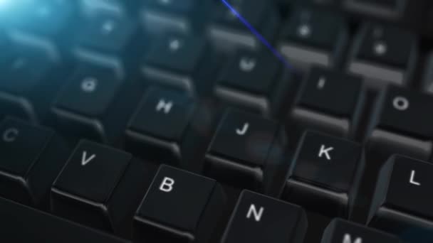 Animaci zblízka klávesnice počítače darovat tlačítkem — Stock video