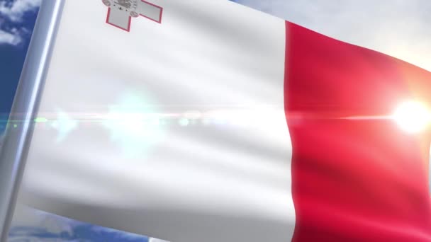 Malta animasyon bayrağı sallayarak — Stok video