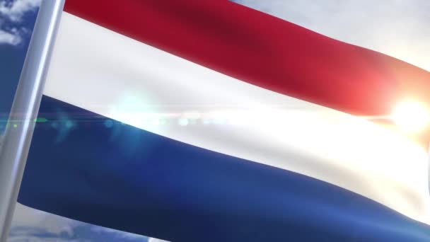Wapperende vlag van Nederland animatie — Stockvideo
