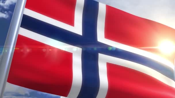 Κυματίζει σημαία της Νορβηγίας Animation — Αρχείο Βίντεο