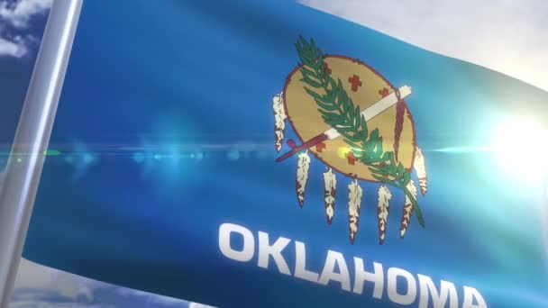 Waving flag of the state of Oklahoma USA — Stock Video