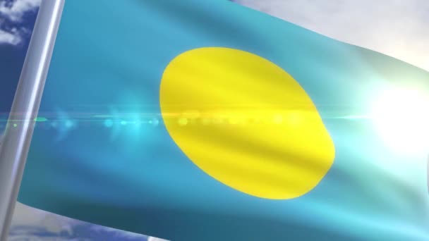 Viftande flagga Palau Animation — Stockvideo