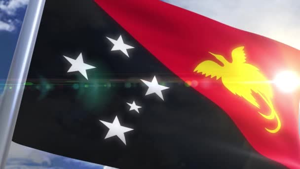 Κυματίζει σημαία της Παπούα Νέα Γουινέα Animation — Αρχείο Βίντεο