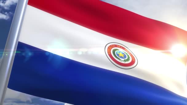 Bandeira ondulante de Paraguai Animation — Vídeo de Stock