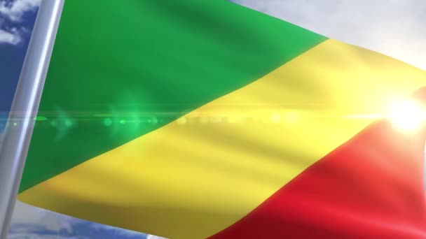 Viftande flagga för Republiken Kongo animeringen — Stockvideo
