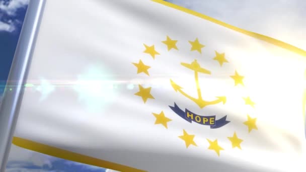 Waving flag of the state of Rhode Island USA — Stock Video