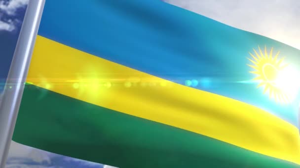 Bandeira ondulante de Ruanda Animation — Vídeo de Stock