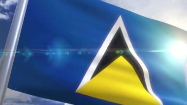St. Lucia animasyon bayrağı sallayarak