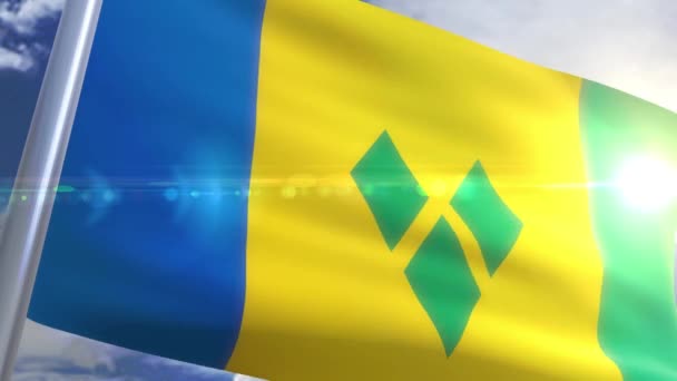 Waving flag of Saint Vincent and the Grenadines Animation — Stock Video