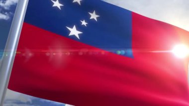 Samoa animasyon bayrağı sallayarak