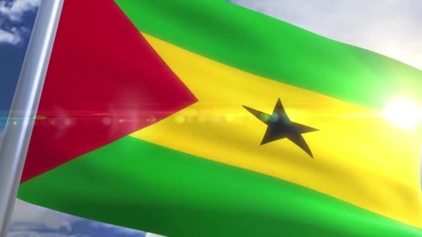 Viftande flagga Sao Tome och Principe Animation — Stockvideo