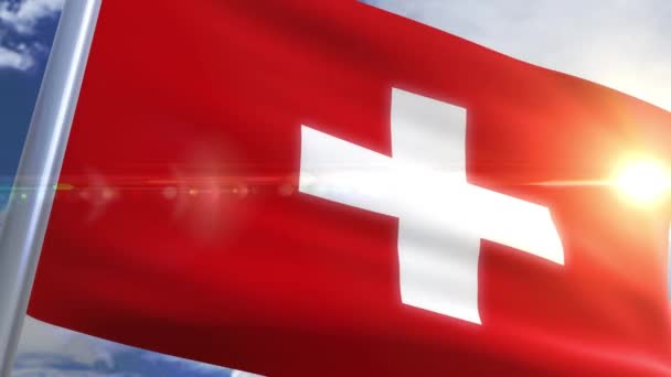 Flagge der Schweiz schwenken — Stockvideo