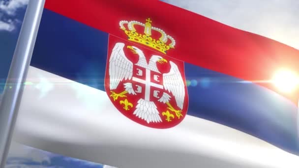 Sırbistan animasyon bayrağı sallayarak — Stok video