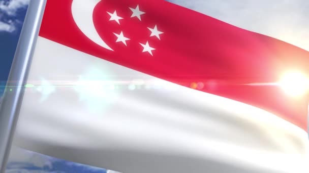 Viftande flagga Singapore Animation — Stockvideo