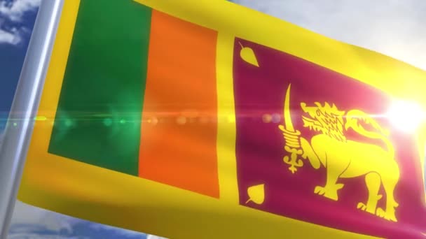 Κυματίζει η σημαία της Σρι Λάνκα Animation — Αρχείο Βίντεο
