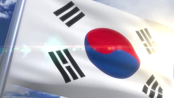 Wapperende vlag van Zuid-Korea animatie — Stockvideo