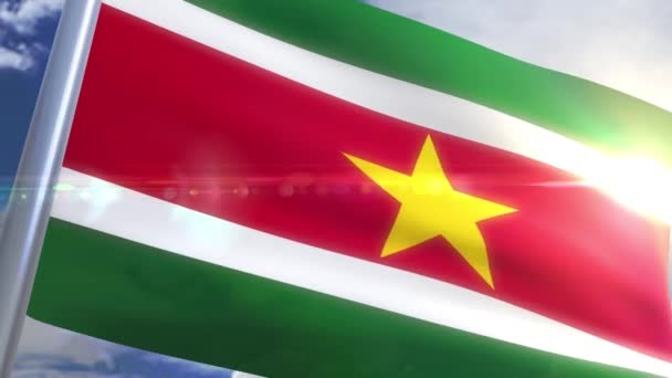 Viftande flagga Surinam Animation — Stockvideo