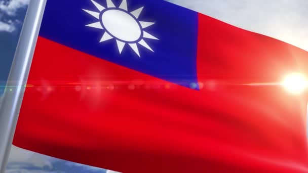 Tayvan animasyon bayrağı sallayarak — Stok video