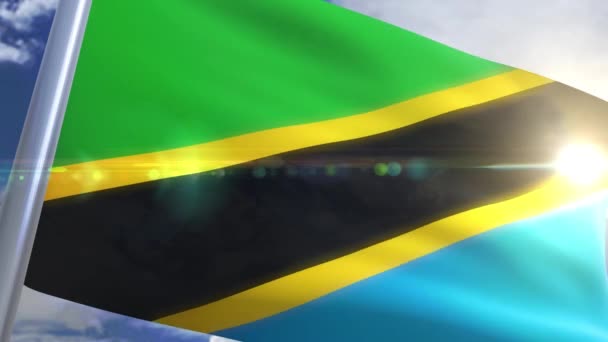 Vlající vlajka Tanzanie animace — Stock video