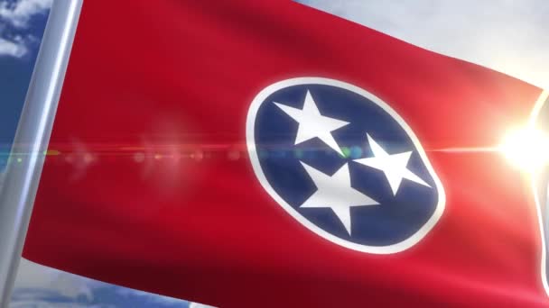 Bandeira acenando do estado do Tennessee EUA — Vídeo de Stock