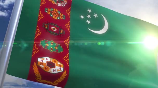 Viftande flagga Turkmenistan Animation — Stockvideo