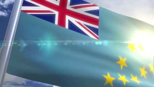 Viftande flagga Tuvalu Animation — Stockvideo