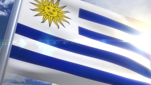 Uruguay animasyon bayrağı sallayarak — Stok video