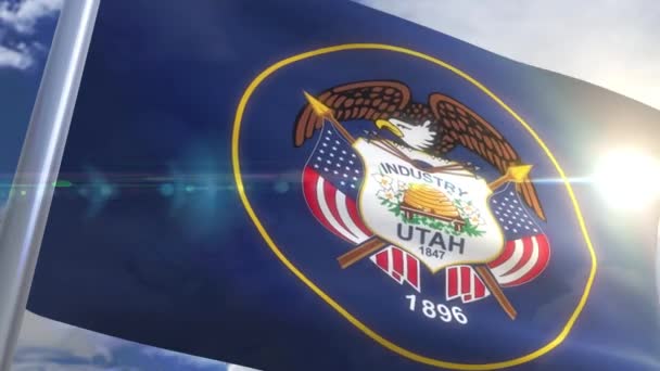 Az Utah állam Usa hullámzó zászlaja — Stock videók