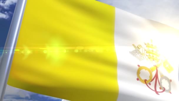 Vlající vlajka Vatikánu animace — Stock video