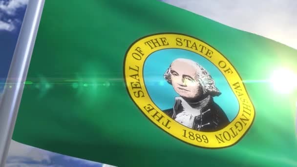 Flagge des US-Bundesstaates Washington geschwenkt — Stockvideo