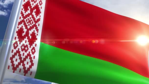 Κυματίζει η σημαία της Λευκορωσίας Λευκιά Ρωσία Animation — Αρχείο Βίντεο
